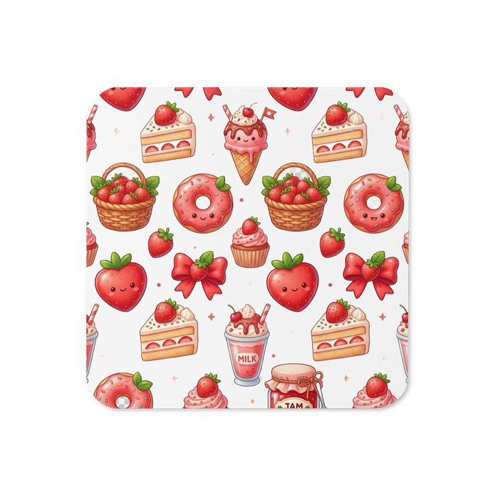 Strawberry Delight Glossed Cork Coaster product image (1)