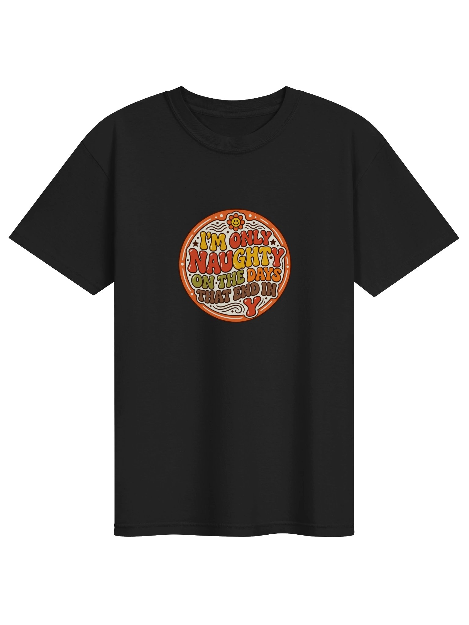 Only Naughty on Days Ending in Y - Retro Badge T-Shirt product image (1)