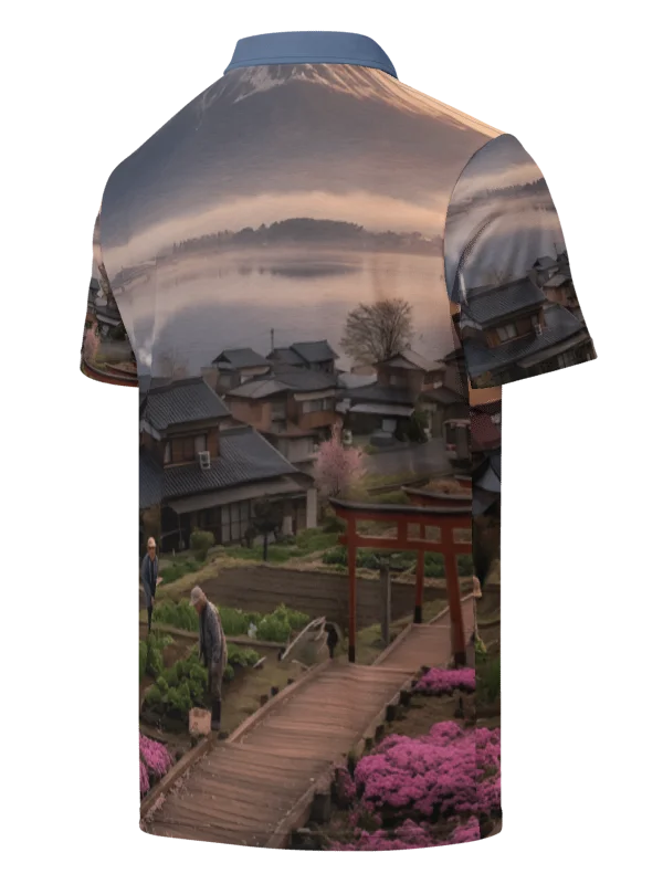 Men's Mount Fuji Slim Fit Polo Shirt | Printed Short Sleeve Collared Top product image (2)