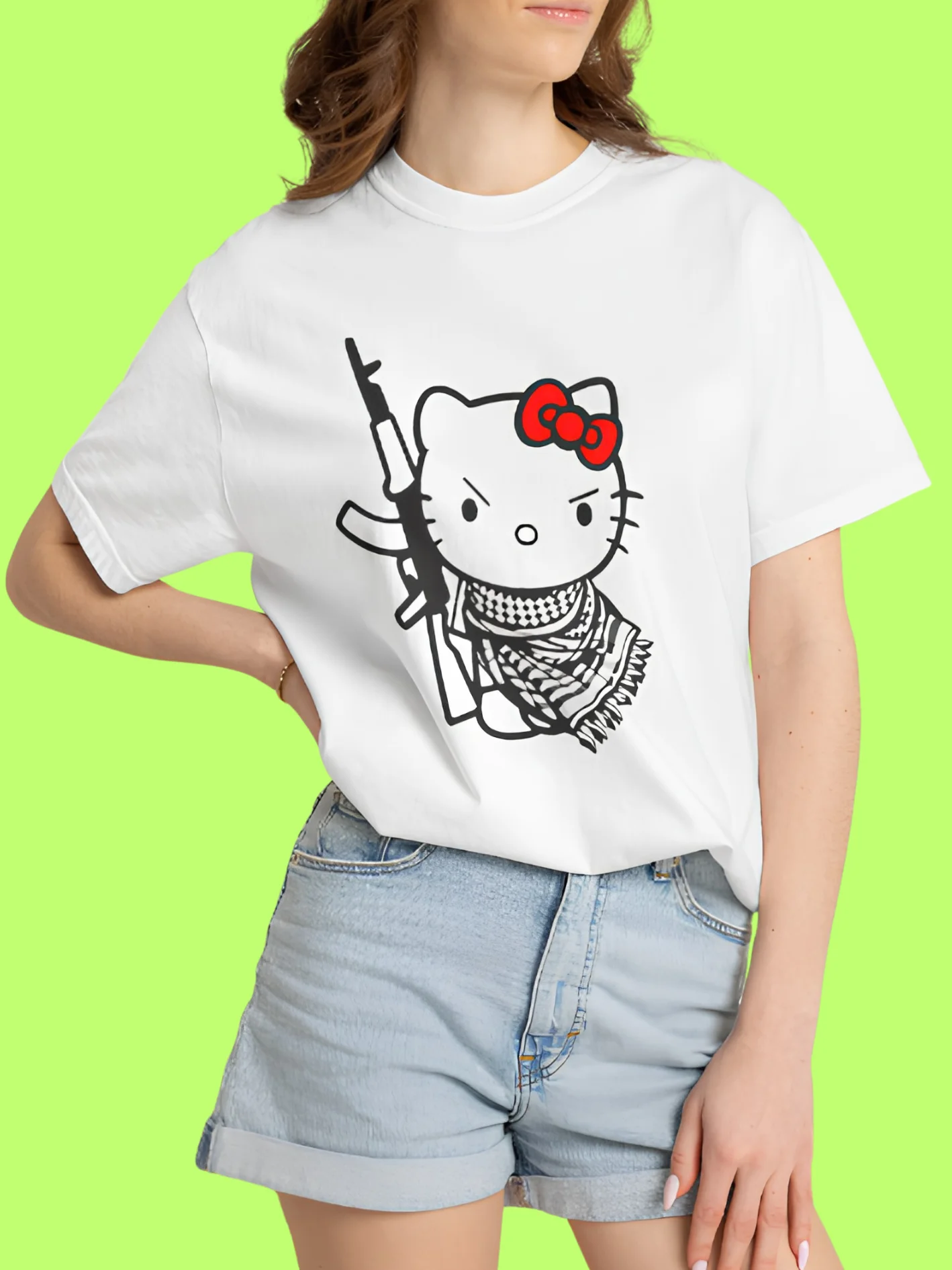 Resistance Kitty Keffiyeh Women’s Organic T-shirt product image (151)