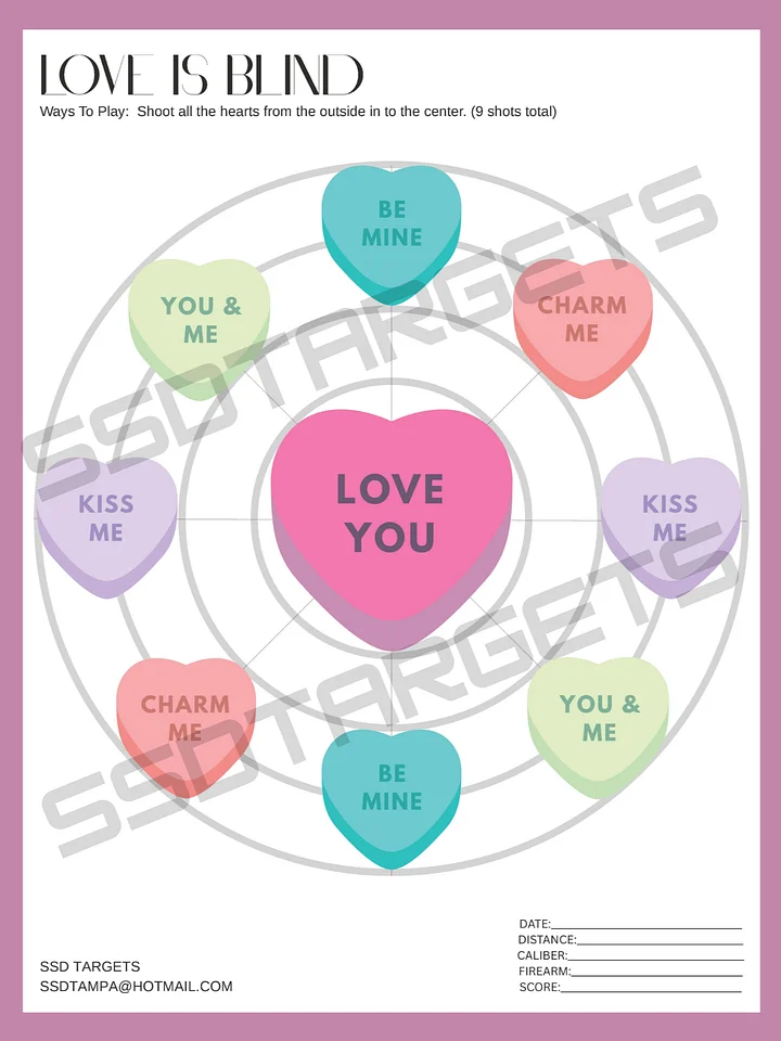 Love Is Blind – Valentine’s Precision Drill Heart Shooting Target 9‑Shot Challenge Printable product image (1)