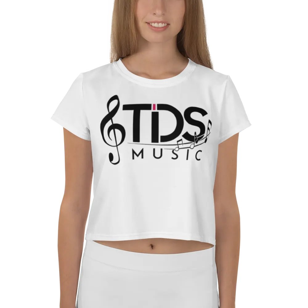 TDS Music Women's Crop Top - White, Regular Fit, Music-Inspired Design product image (5)