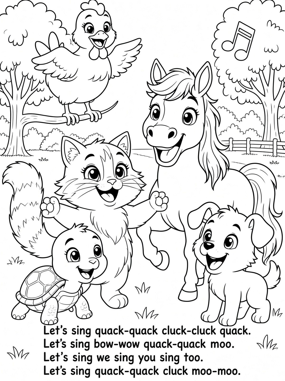 Sing A Rhyme Time 30 Page Farm Animal Cartoon Nursery Rhyme Coloring Page Bundle with Song Lyrics Printed on Each Page | Variety Pack for All Ages | Instant Digital Download | Printable PDF Format product image (3)