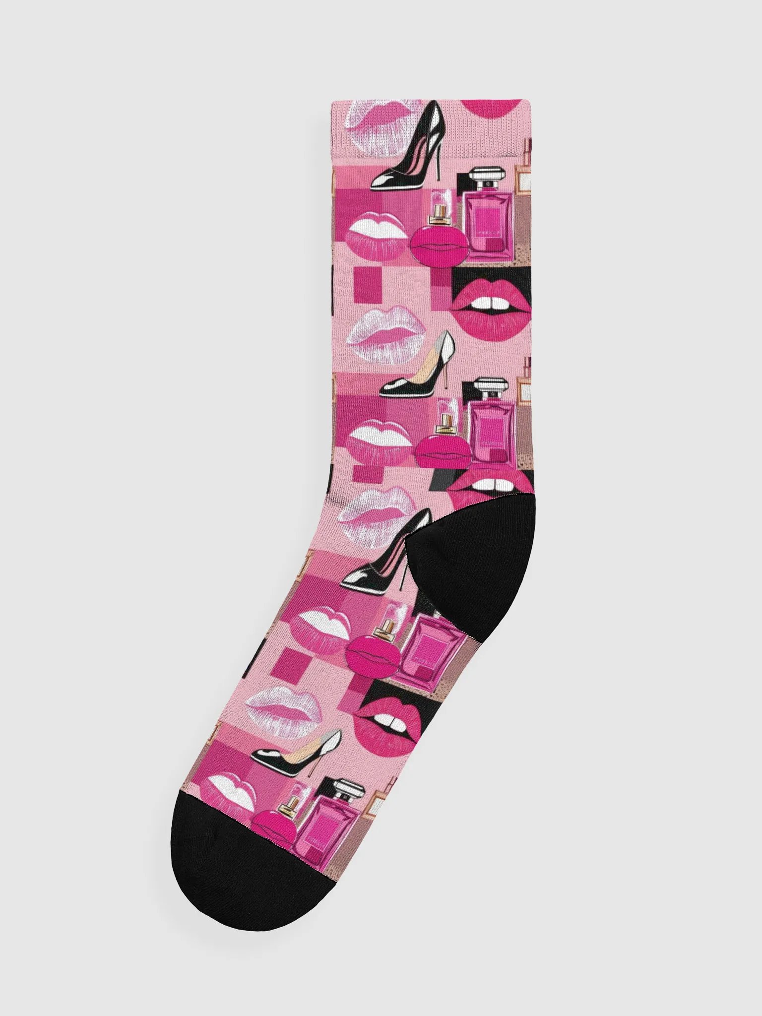 Chic Couture Pink & Black Crew Socks product image (3)