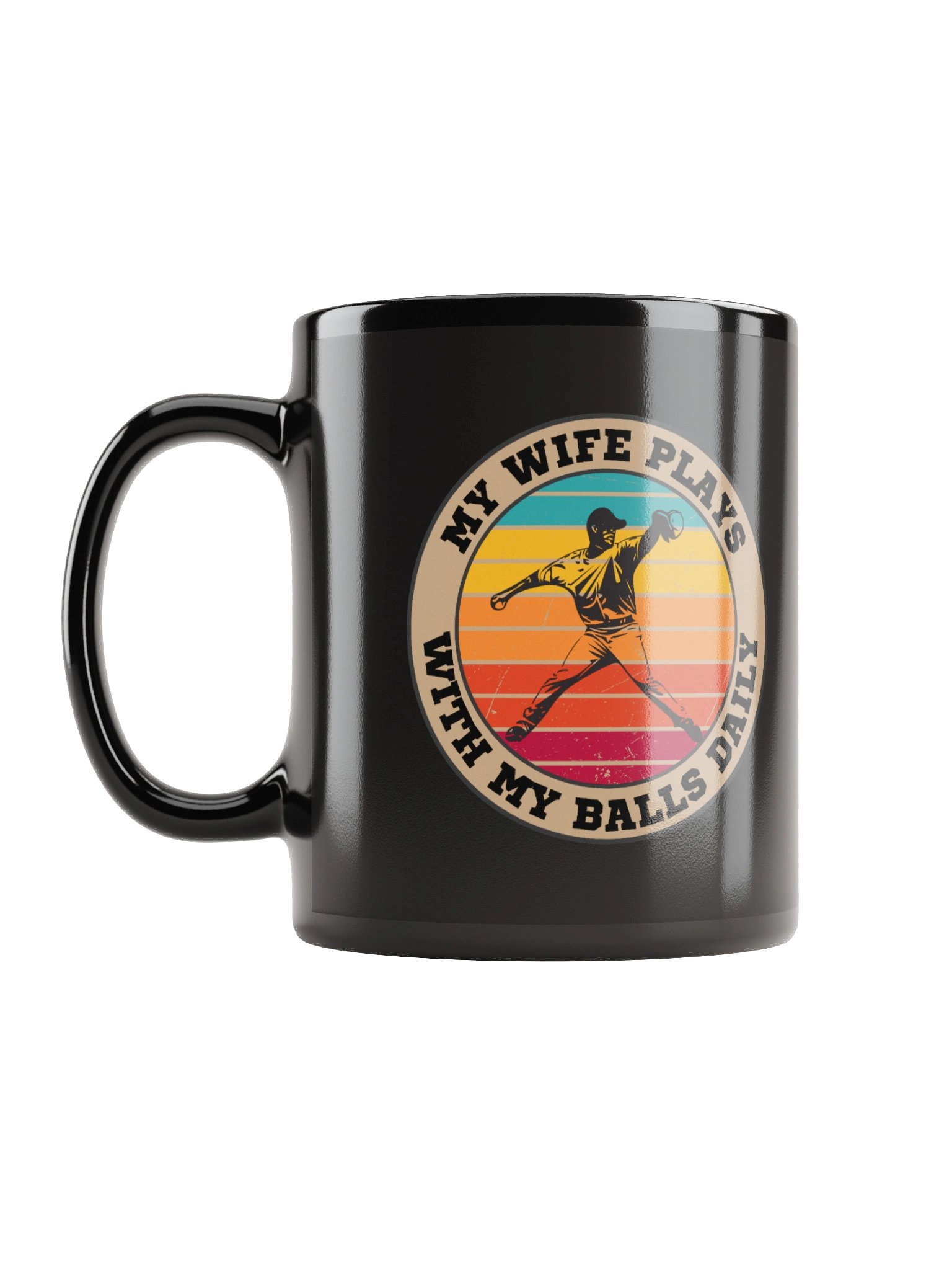 Baseball "My Wife Plays With My Balls Daily" Mug – Funny Sports Graphic Mug | Retro Humor Mug product image (1)