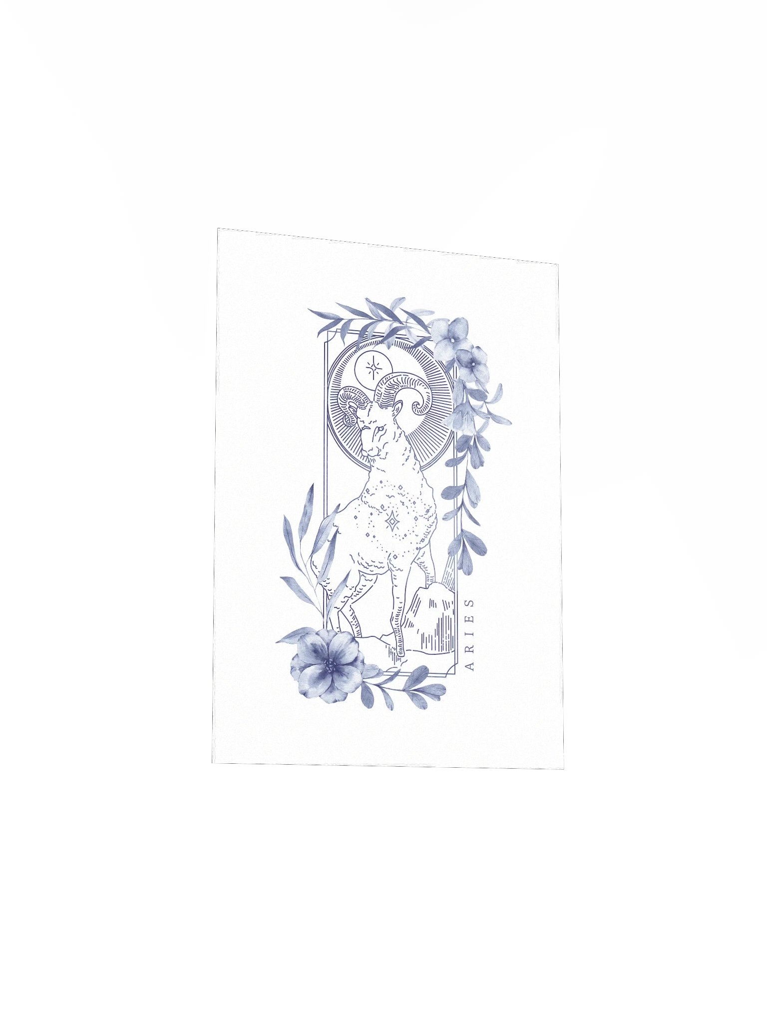 Aries Blue Line Art Zodiac Print product image (6)