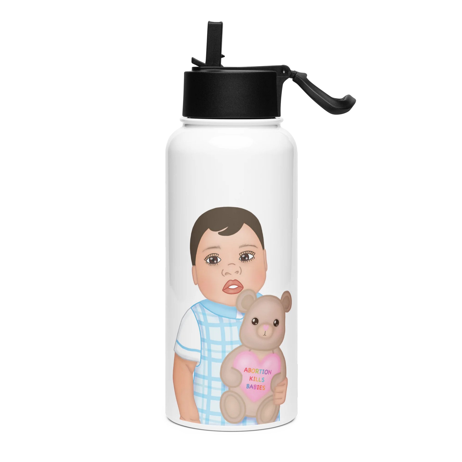Abortion Kills Babies Water Bottle with Straw Lid product image (1)