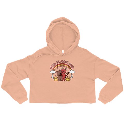 Evil Is More Fun Crop Hoodie - Peach product image (1)