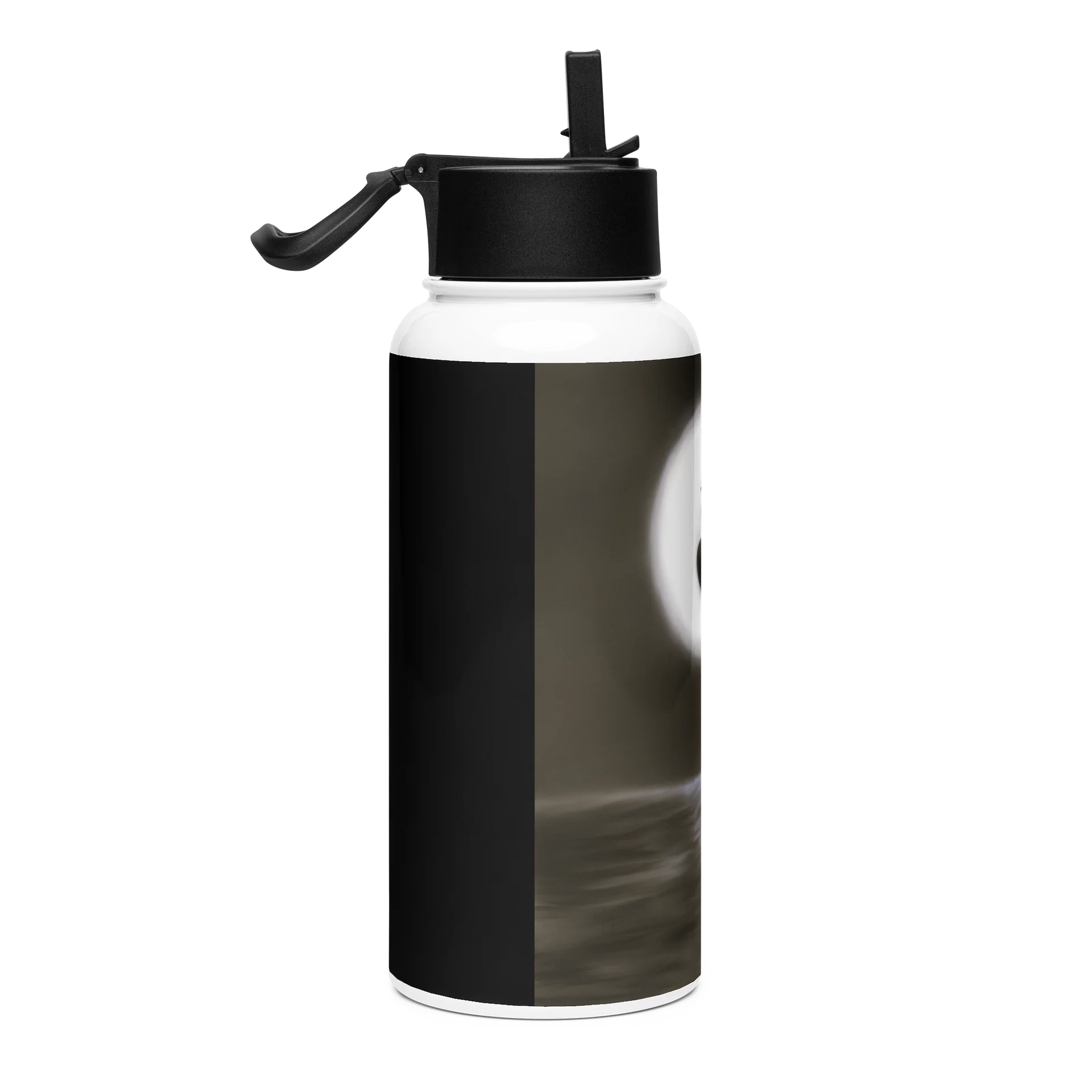 "Wolf on Cliff" Stainless Steel Water Bottle with a Straw Lid product image (4)