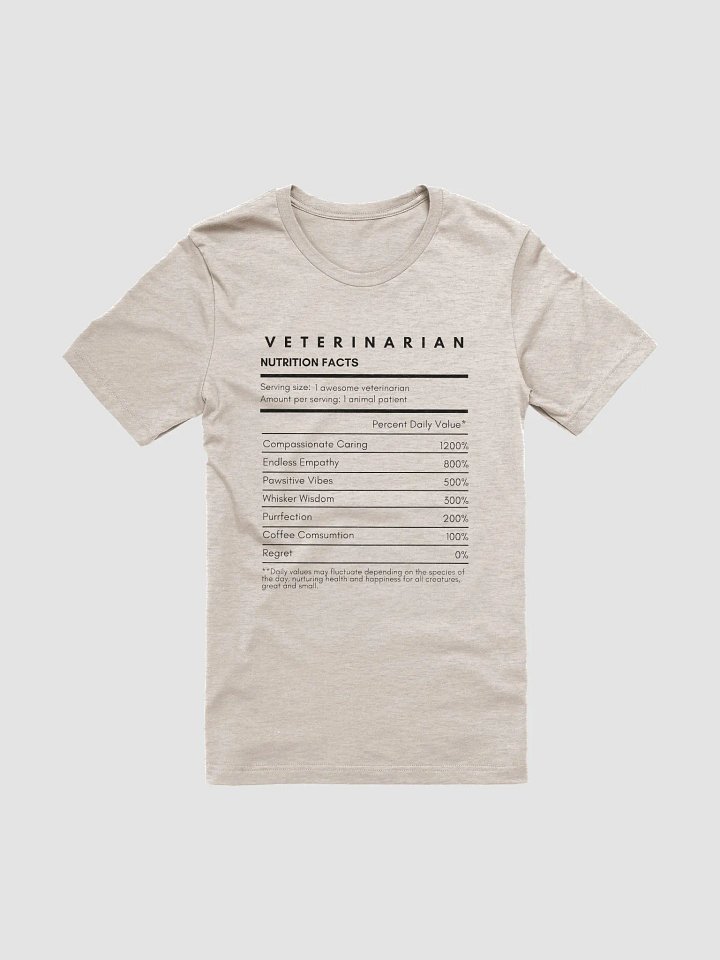 "Veterinarian Nutrition Facts" t-shirt (light background) product image (1)