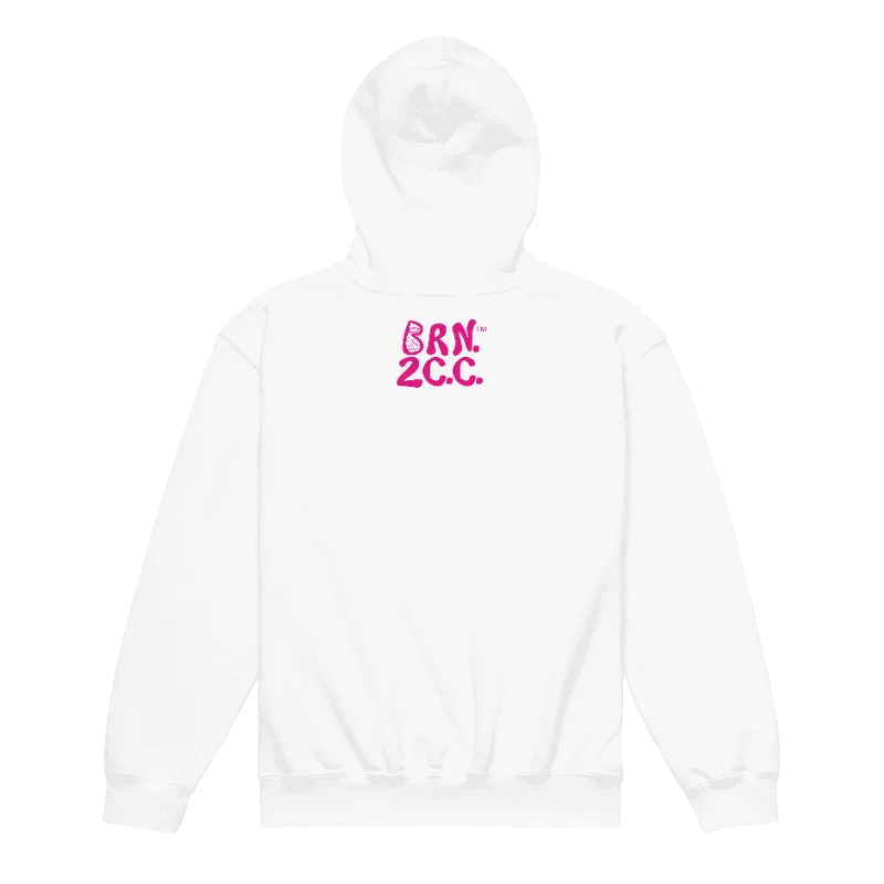 Girls' | BOURNE to Cape Cod™ | DTG Vintage Print | Youth Heavy Blend Hooded Sweatshirt | Rugged, Cozy, Adventure-Ready | Pink Logo product image (8)