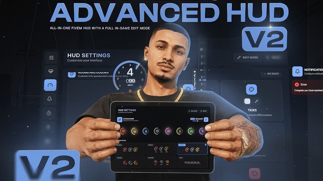 Advanced Hud V2 | Most Detailed Fivem HUD [ QBCore / ESX / QBOX ] product image (1)
