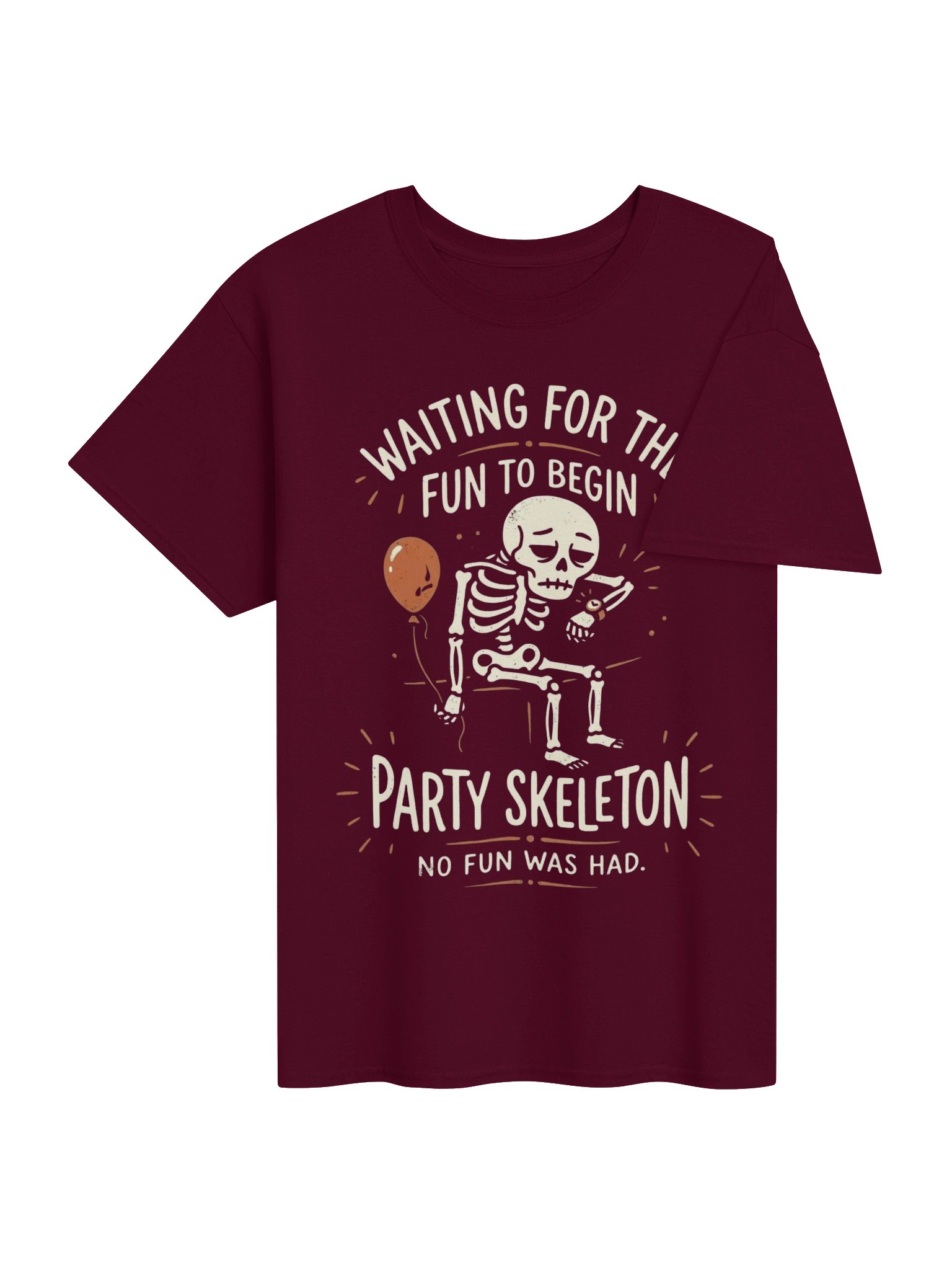 Wait For Fun Bored Skeleton Halloween T-Shirt - Anti-Party Skeleton Gothic Tee product image (4)