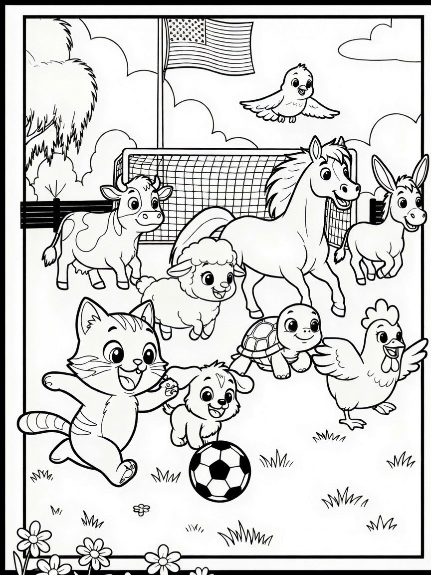 Sing A Rhyme Time Farm Animals Play Soccer Today Coloring Book Pages Bundle for Ages 5+ through Adult | 21 Printable Pages including Title Page l Instant Digital Download PDF Format l product image (3)