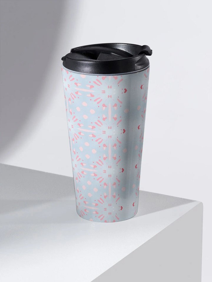 Pink Splashes & Red Hearts Travel Mug product image (1)