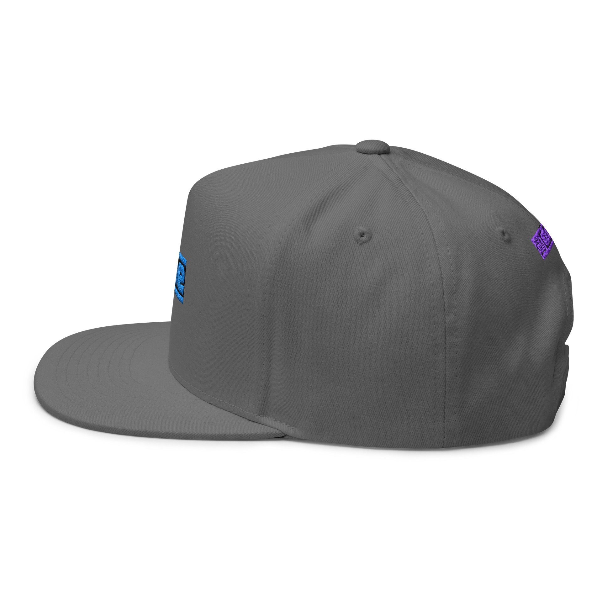 Gray Flat Brimmed Hat Blue Logo product image (3)