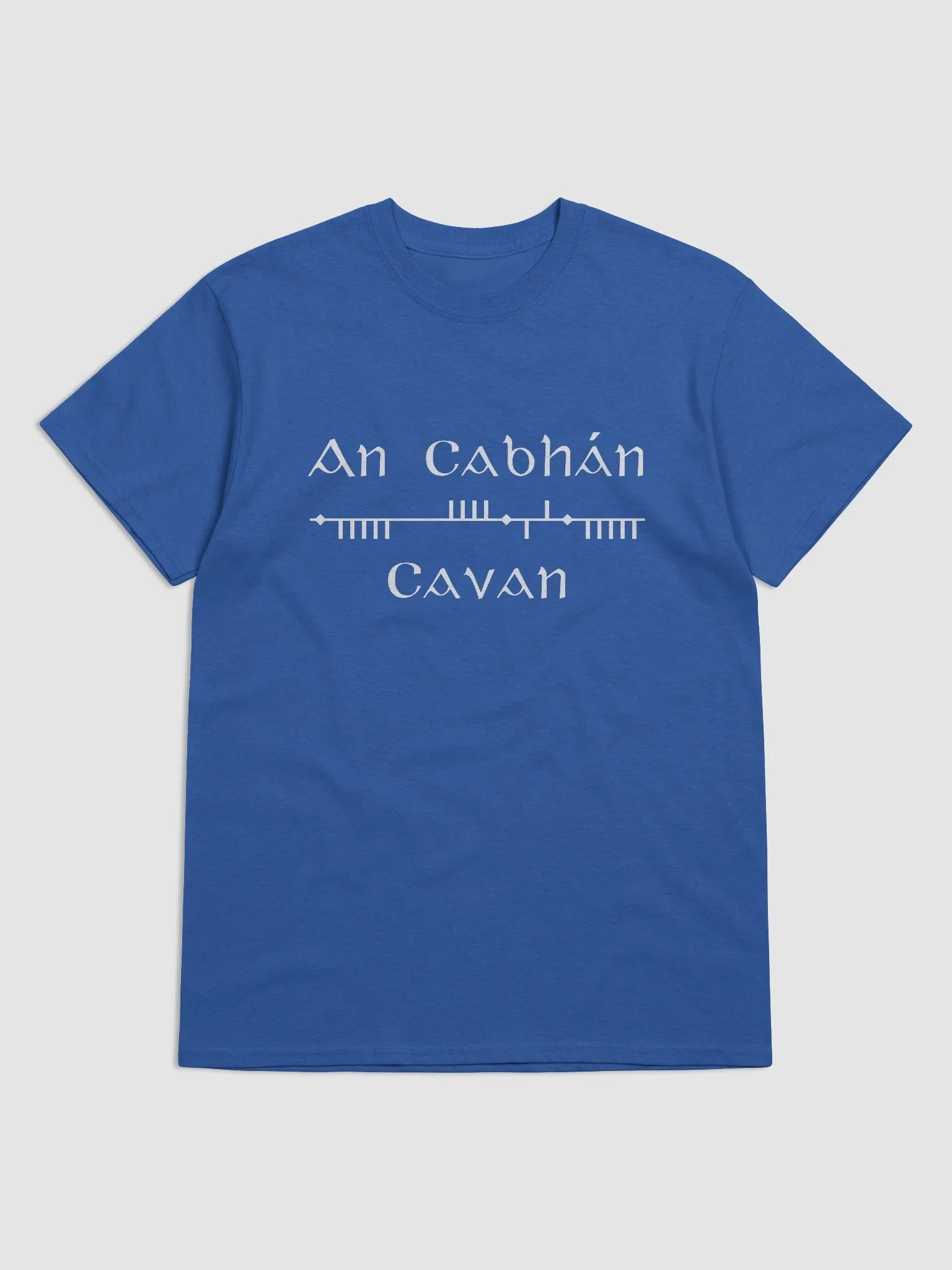 Cavan/An Cabhán Scholastic Style Ogham Blue printed T-shirt product image (1)