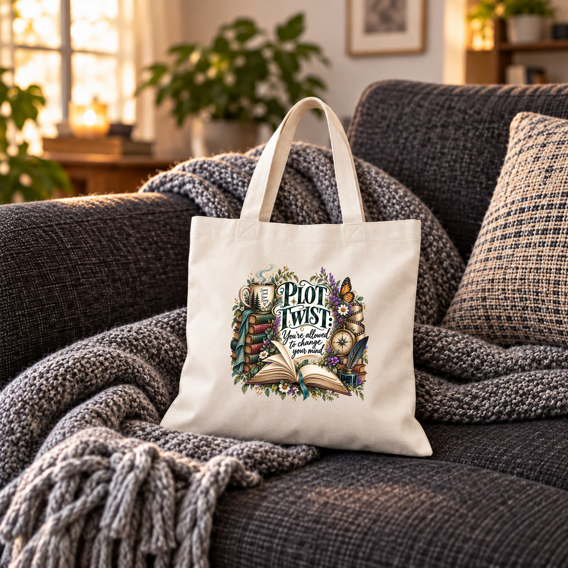 Plot Twist Cotton Tote Bag product image (3)