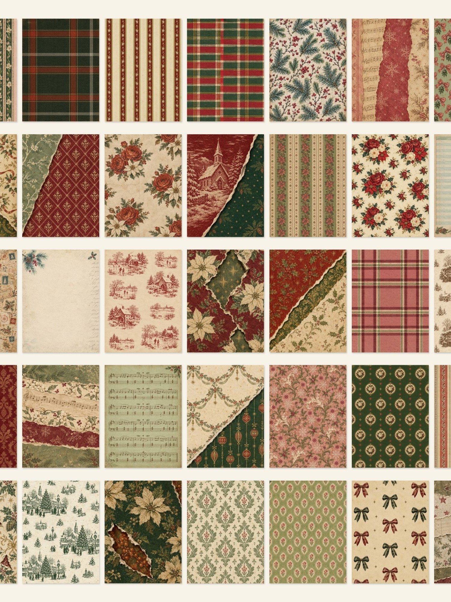 600 Vintage Christmas Junk Journal Pages, Victorian Ephemera, Antique Holiday Backgrounds, Printable Scrapbook Digital Paper Bundle, 300 DPI product image (6)