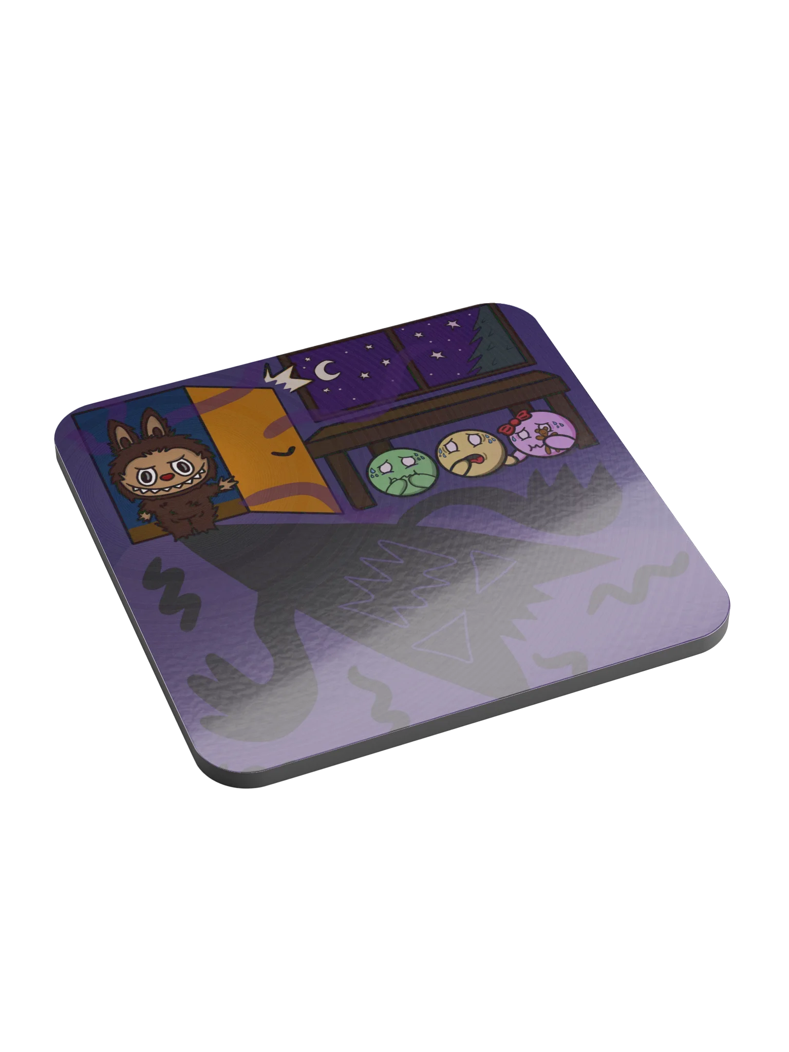 Dango Squad & Labubu - Glossed Cork Coaster product image (1)