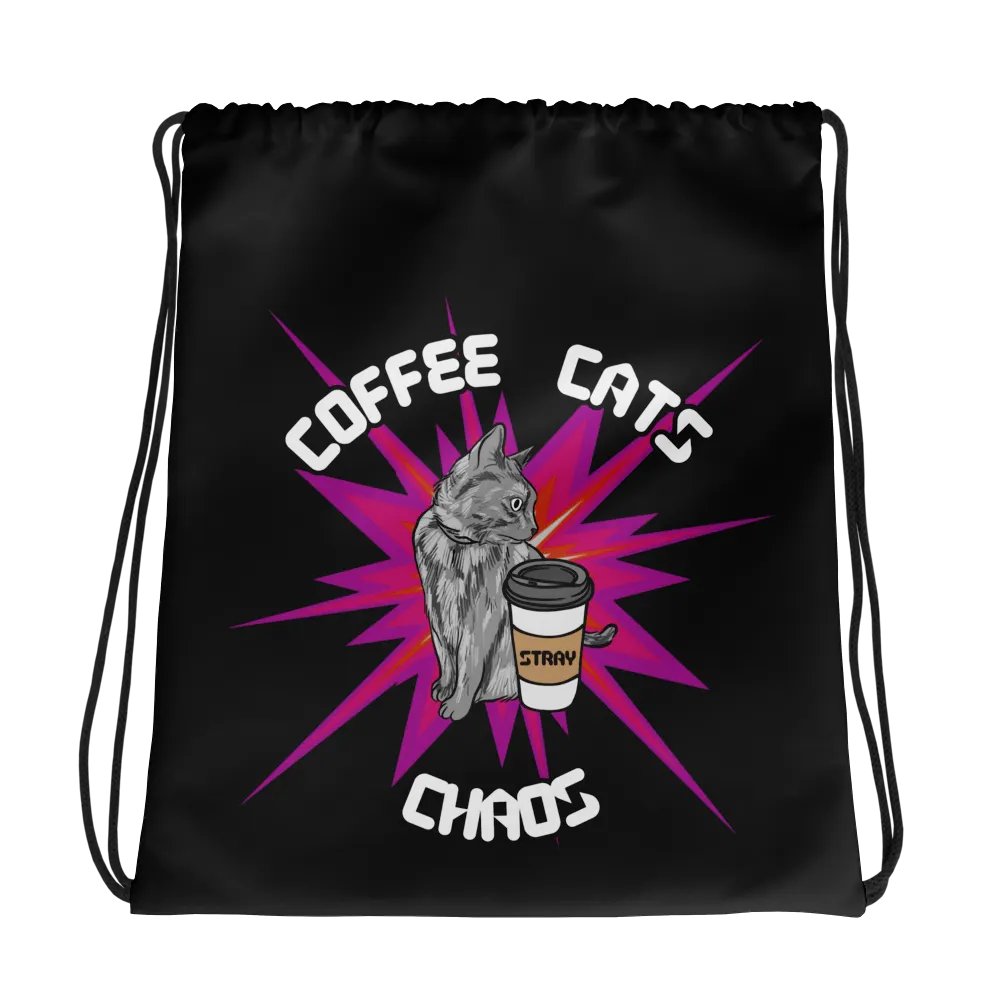 Coffee, Cats, Chaos Drawstring Bag product image (1)
