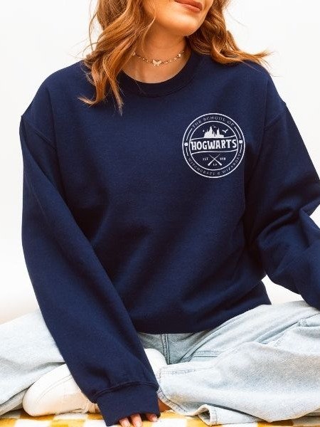 Magical School Badge Cozy Minimalist Fall Sweatshirt product image (5)
