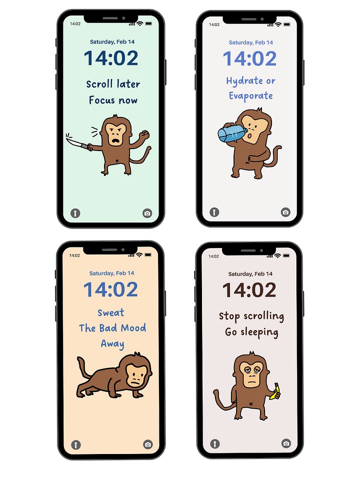 Phone Wallpapers: Monkey Daily Reminders (4-Pack) product image (2)