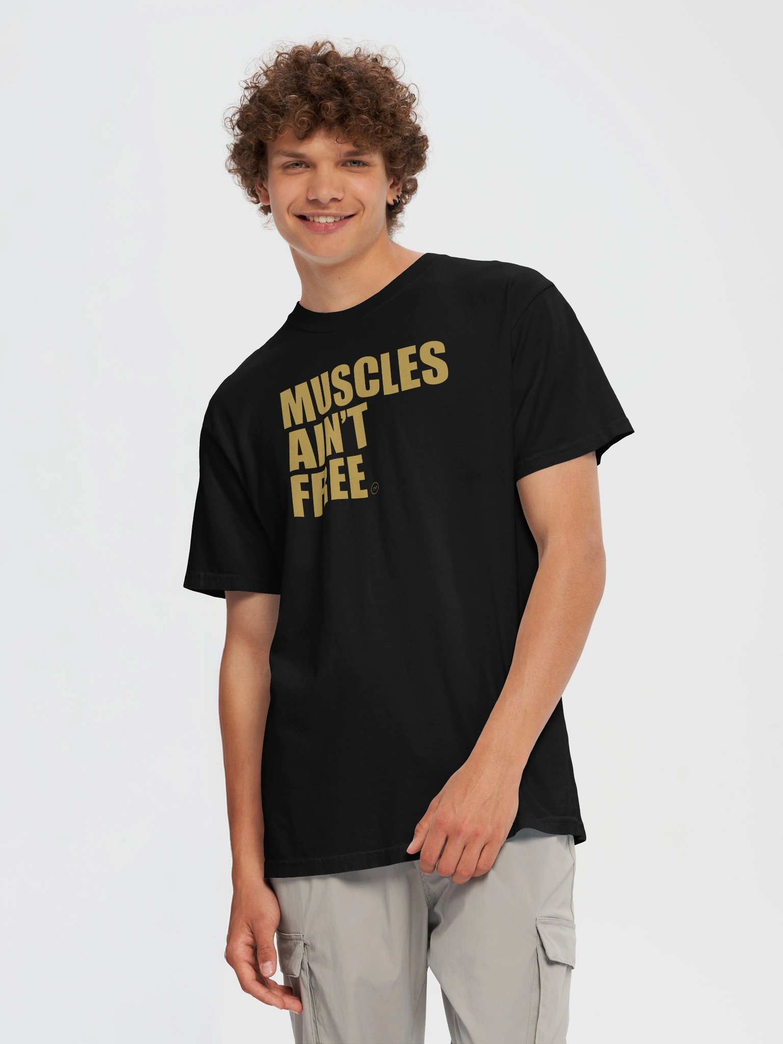 The "Muscles Ain't Free" Minimalist Gold Vintage Heavyweight Tee product image (63)