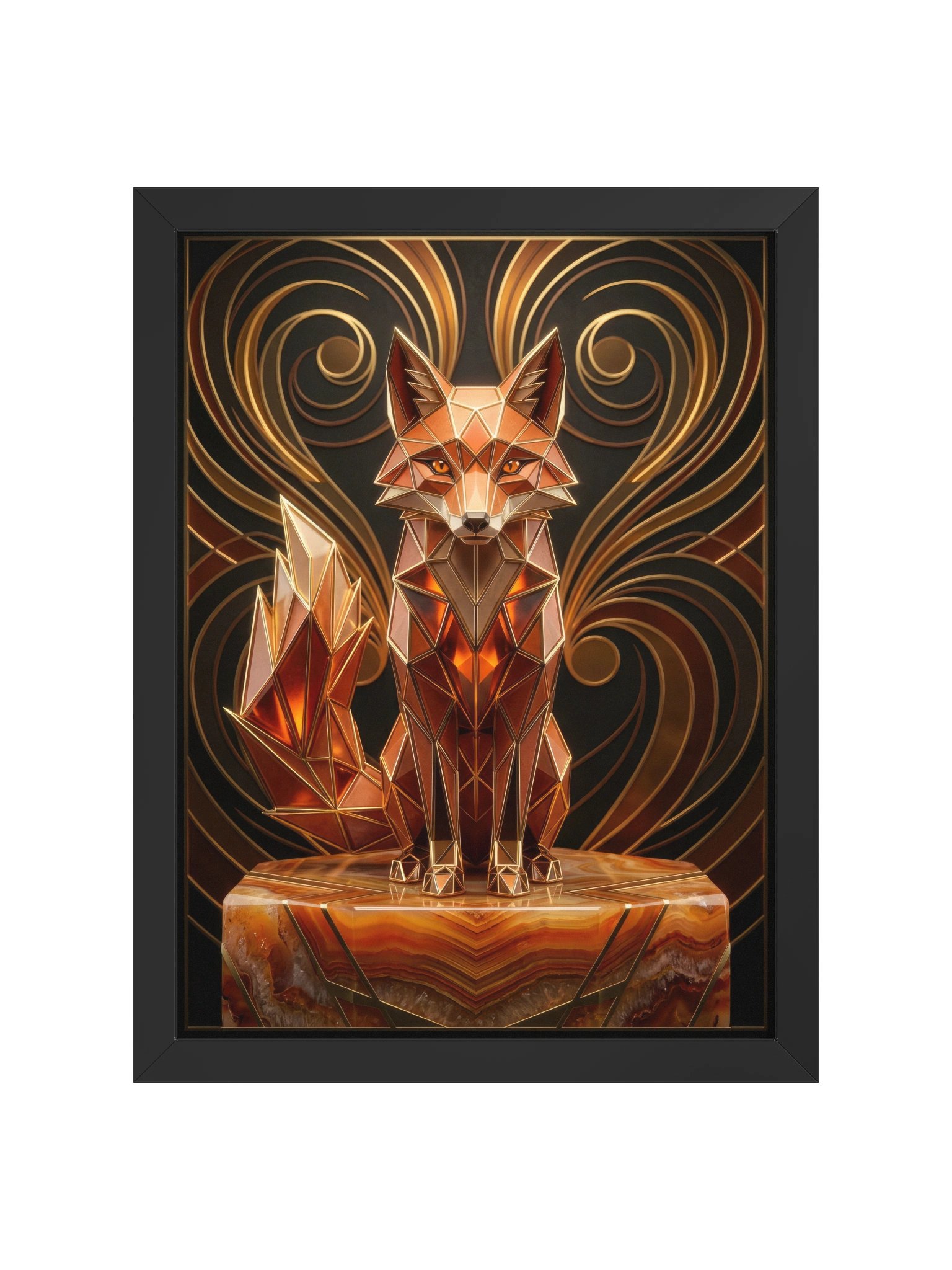 Radiant Geometric Fox Framed Poster - Neo-Deco Luxury Wall Art product image (1)