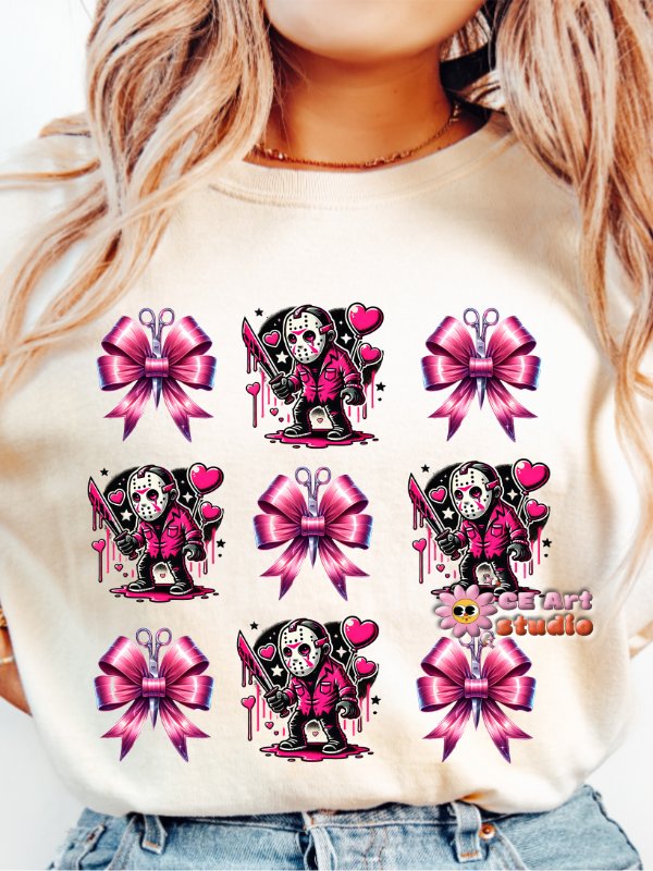 Valentine Horror Pink Coquette Bow PNG Design product image (2)