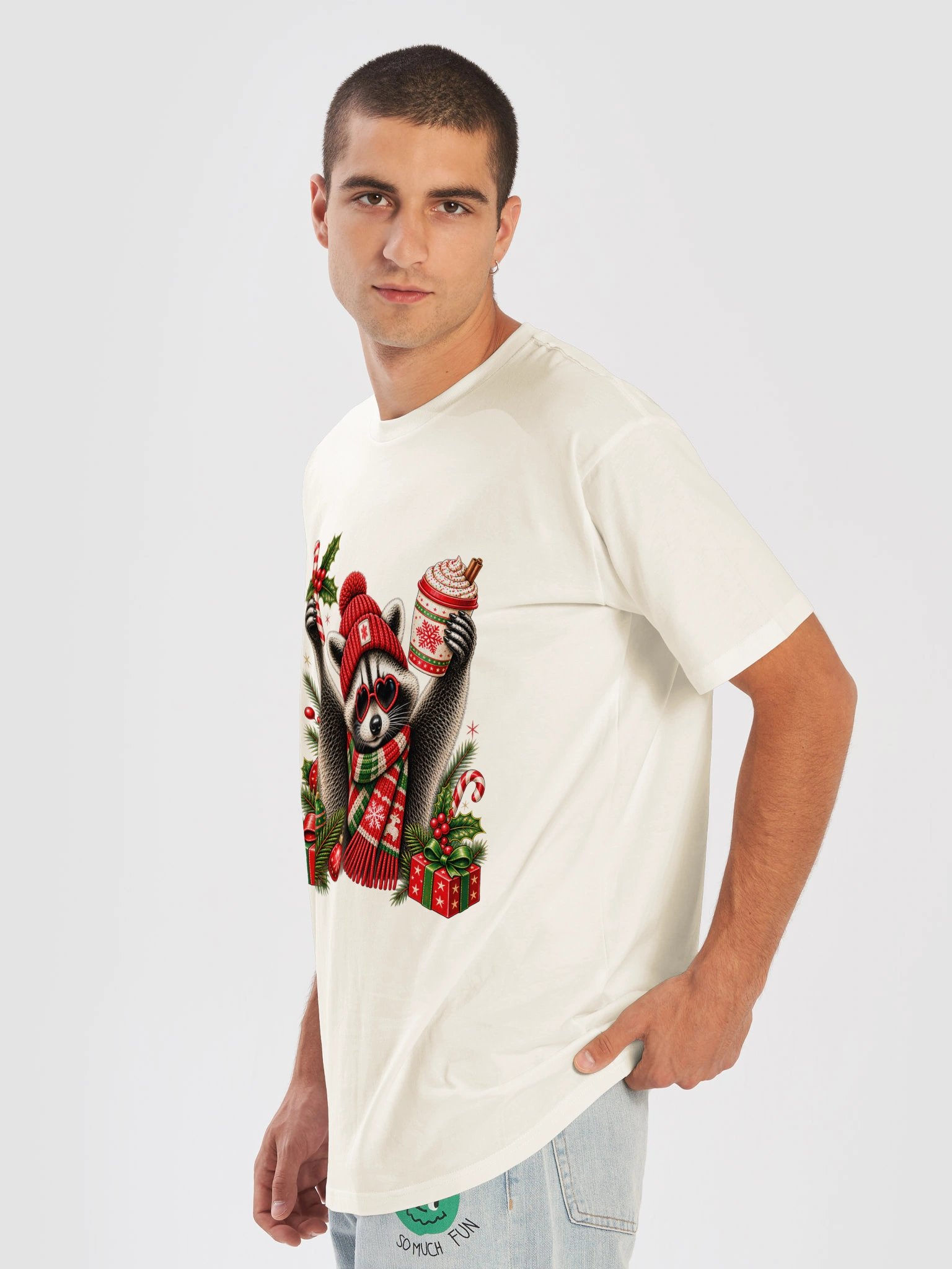 Funny Christmas Raccoon Oversized T-Shirt product image (8)