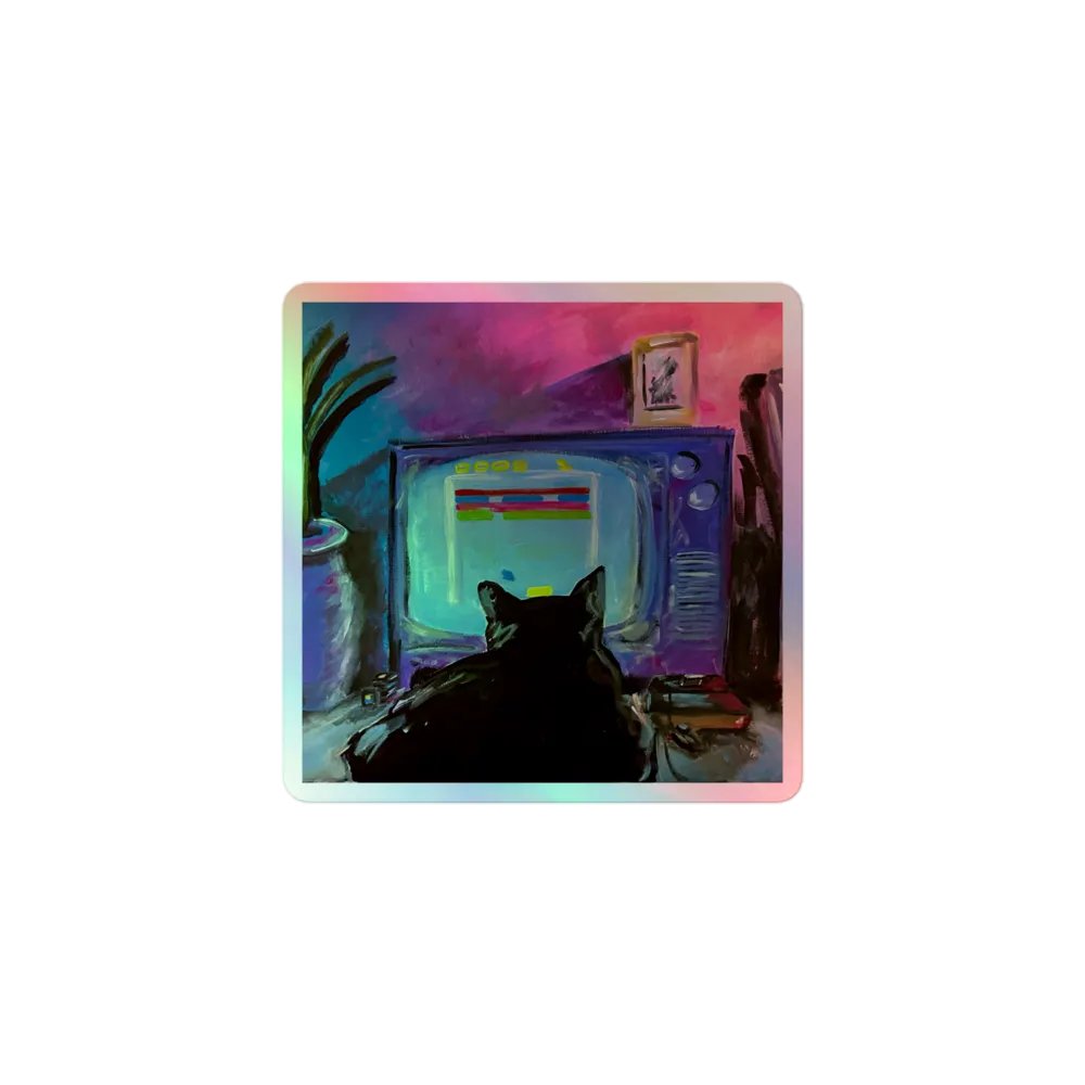 Retro Cat Gaming Holographic Sticker Set product image (1)