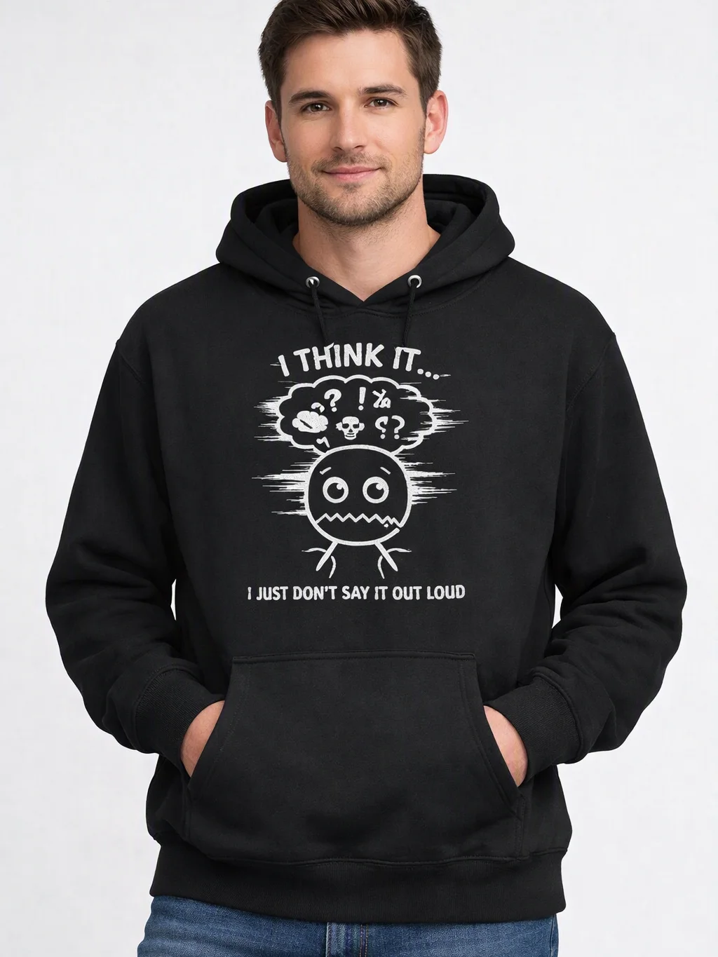 Premium Overthinker Hoodie – “I Think It… I Just Don’t Say It Out Loud” product image (6)