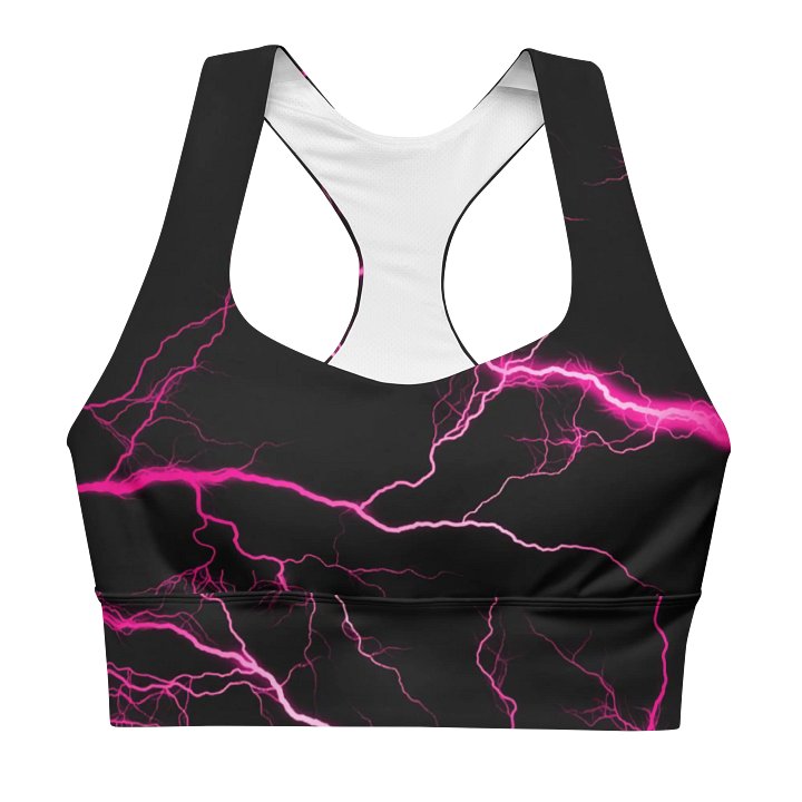 Neon Pink Lightning Longline Sports Bra product image (2)