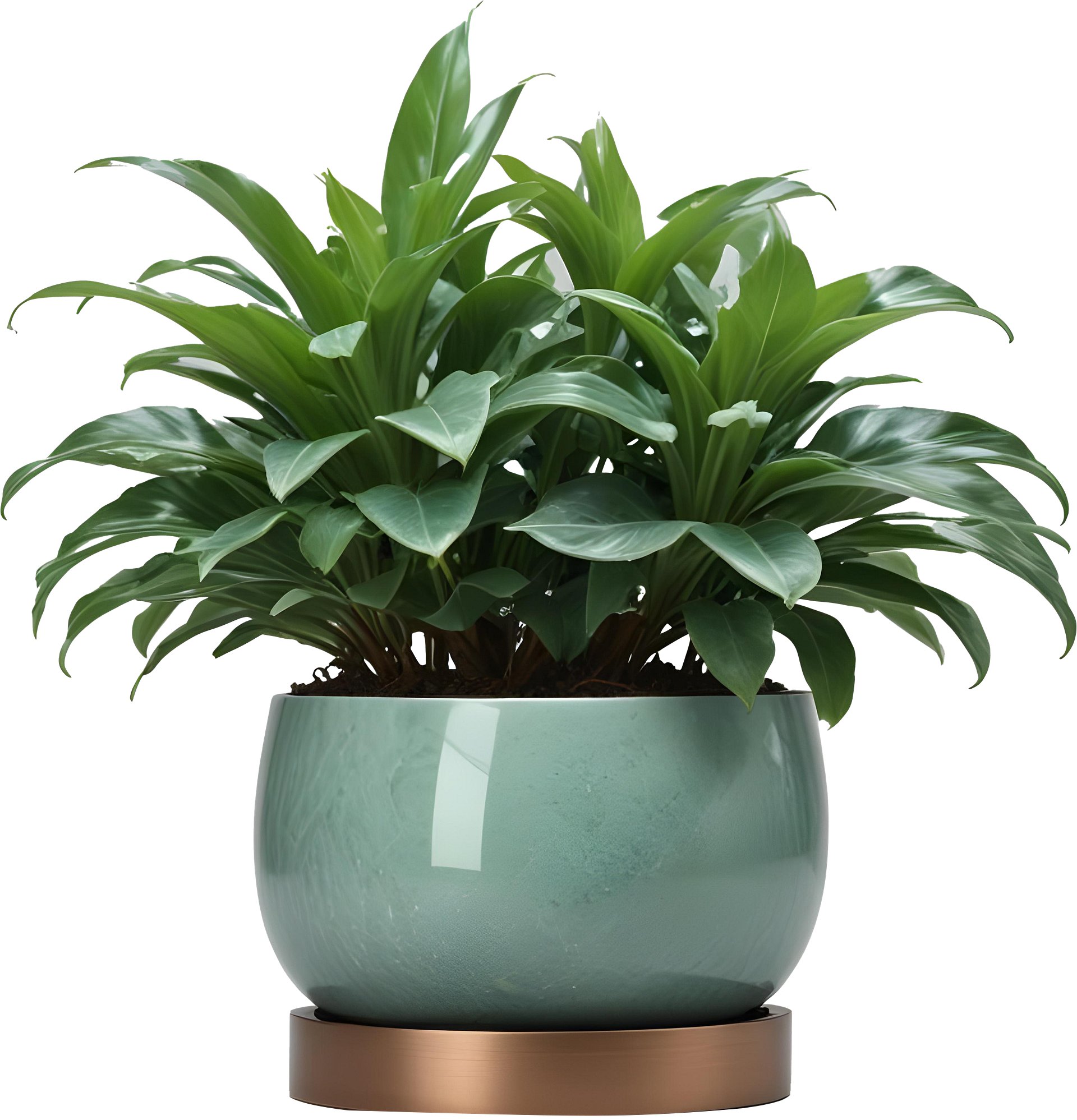 Jade Signature – Round Jade Planter with Copper Base PNG product image (1)