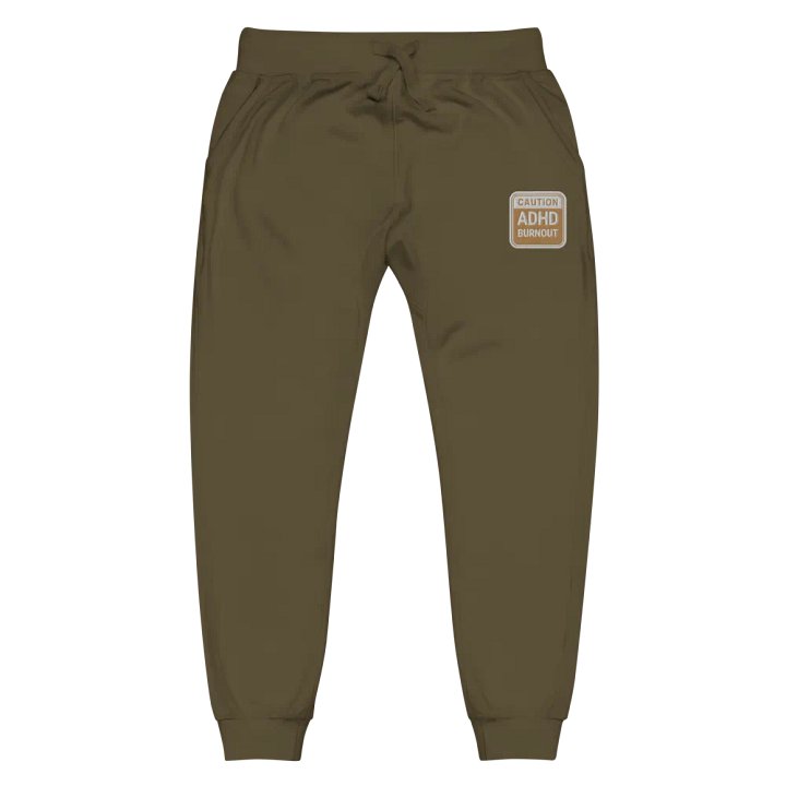 CAUTION: ADHD BURNOUT (brass design) embroidered unisex joggers product image (2)