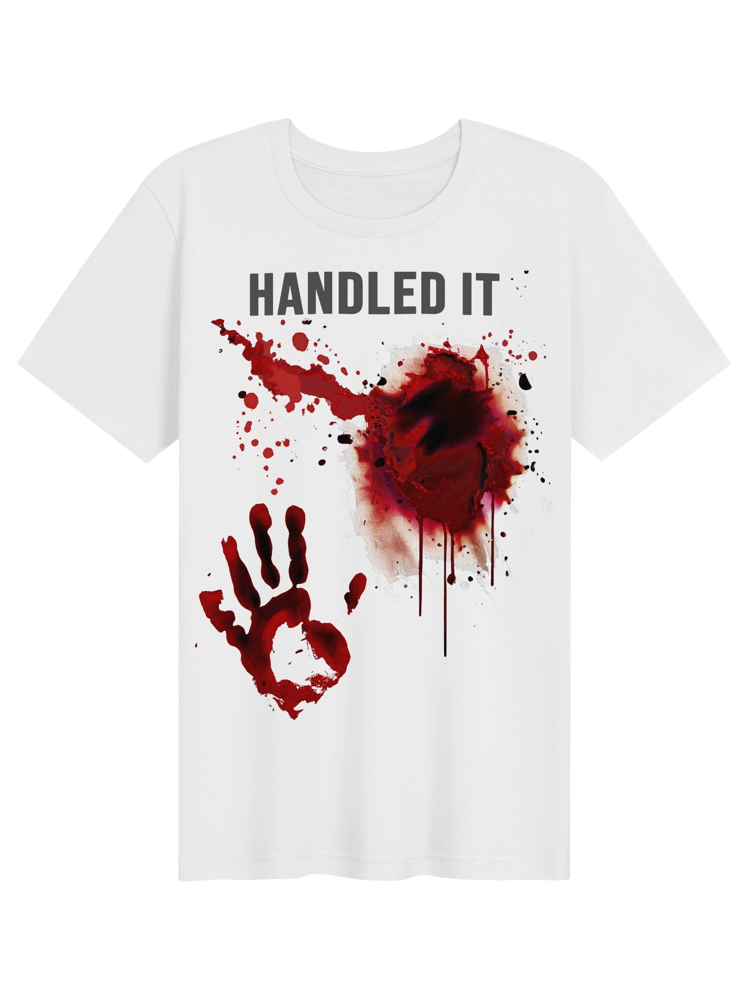 Handled It Bloody Shirt Blood Splatter Zombie Handprint Gore Horror product image (1)
