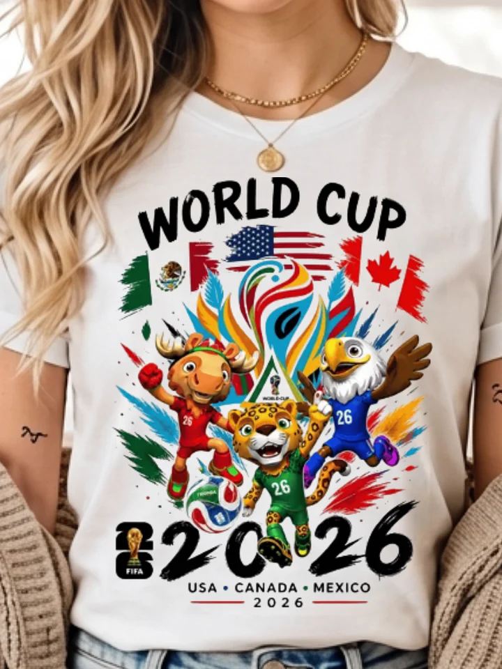 USA Canada Mexico 2026 Global Soccer Tournament Mascot Tee product image (1)