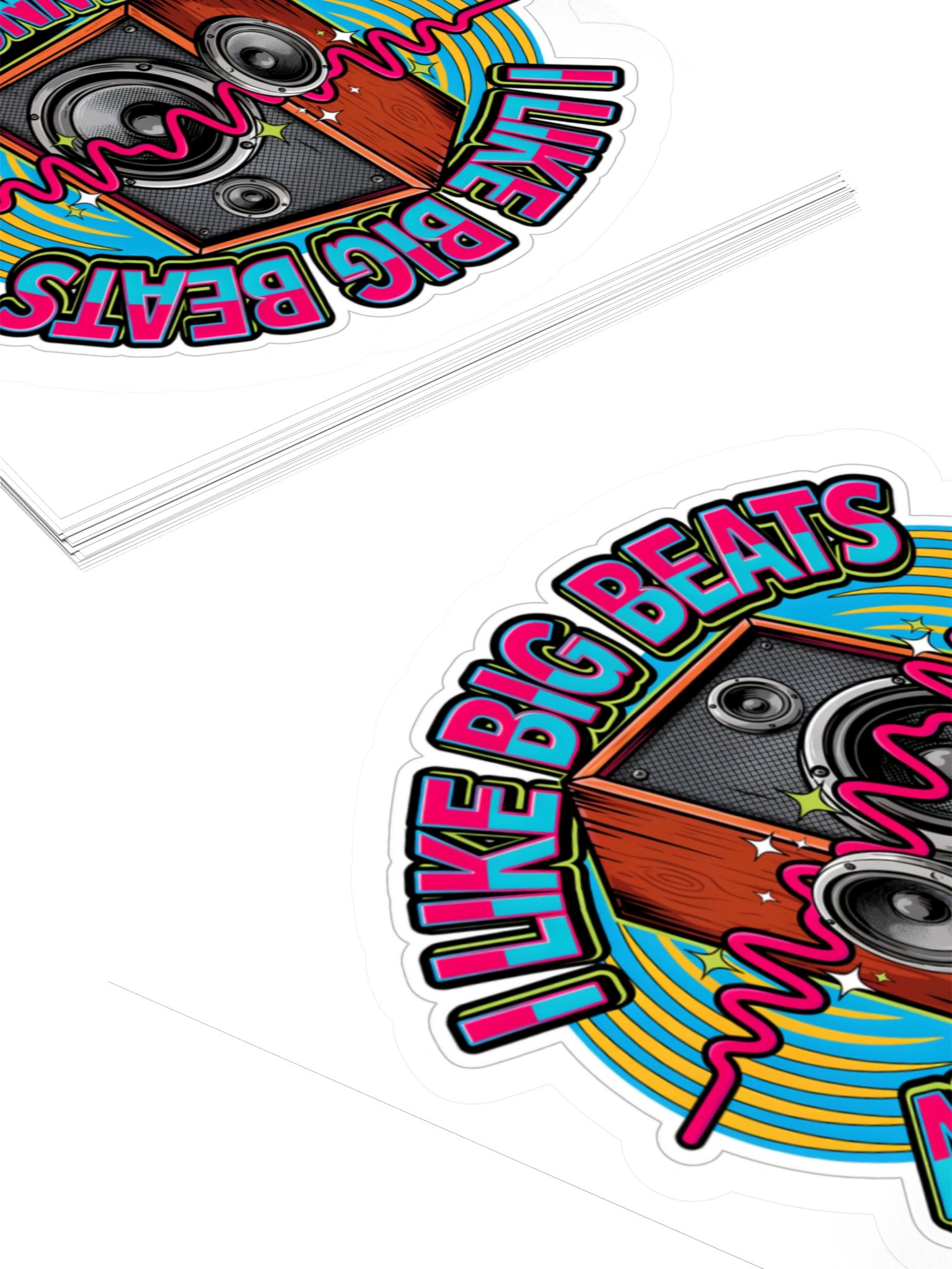I Like Big Beats Retro Speaker Kiss Cut Sticker product image (12)