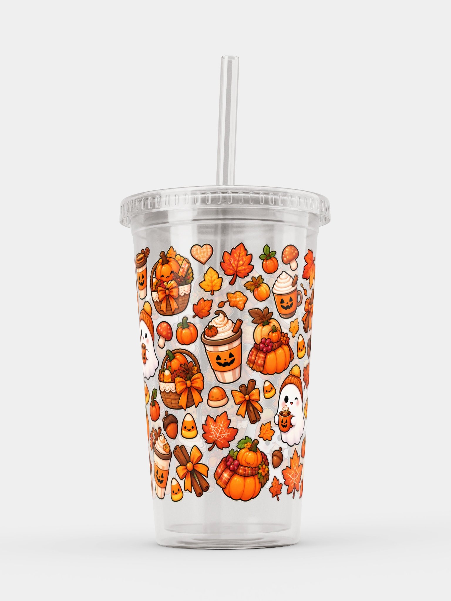 Cozy Autumn Halloween Clear Dual Wall Tumbler 16 Oz (473 ml) product image (6)