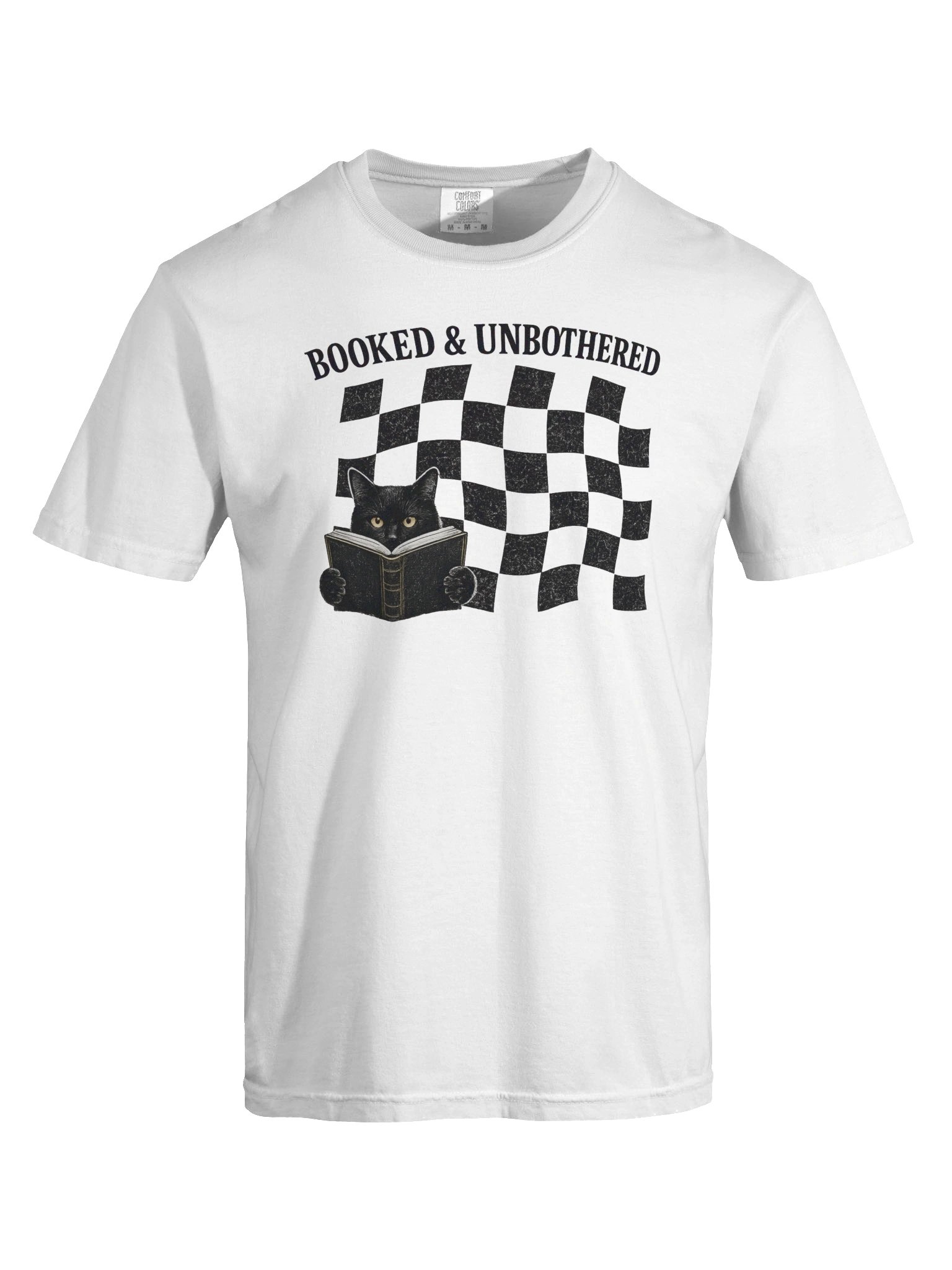 Booked & Unbothered | Book Lover Cat Graphic Comfort Colors Tee product image (3)