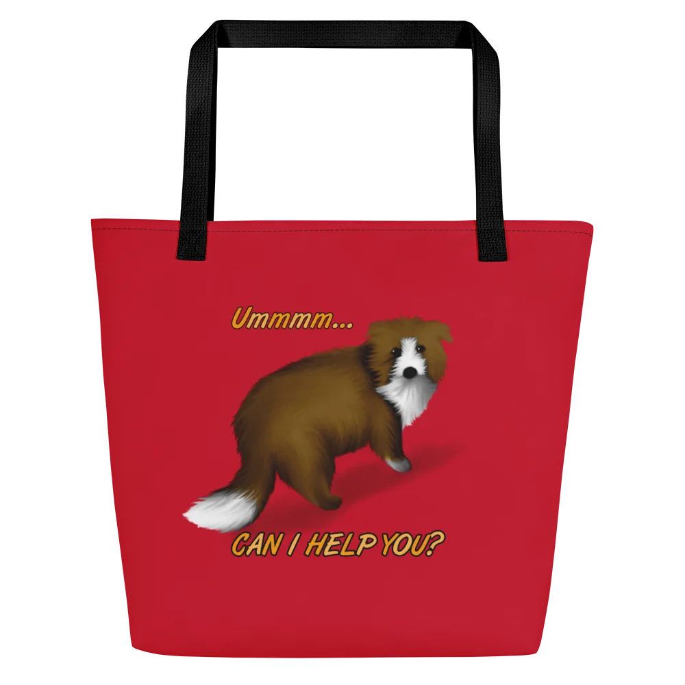 Dog "Ummm... Can I Help You?" Large Tote Bag w/ Pocket product image (1)