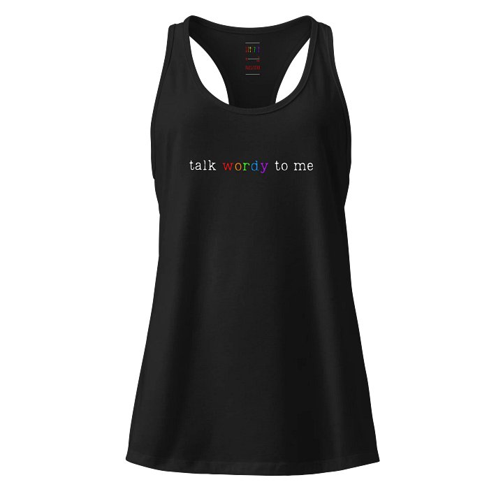 [talk wordy] racerback tank product image (1)