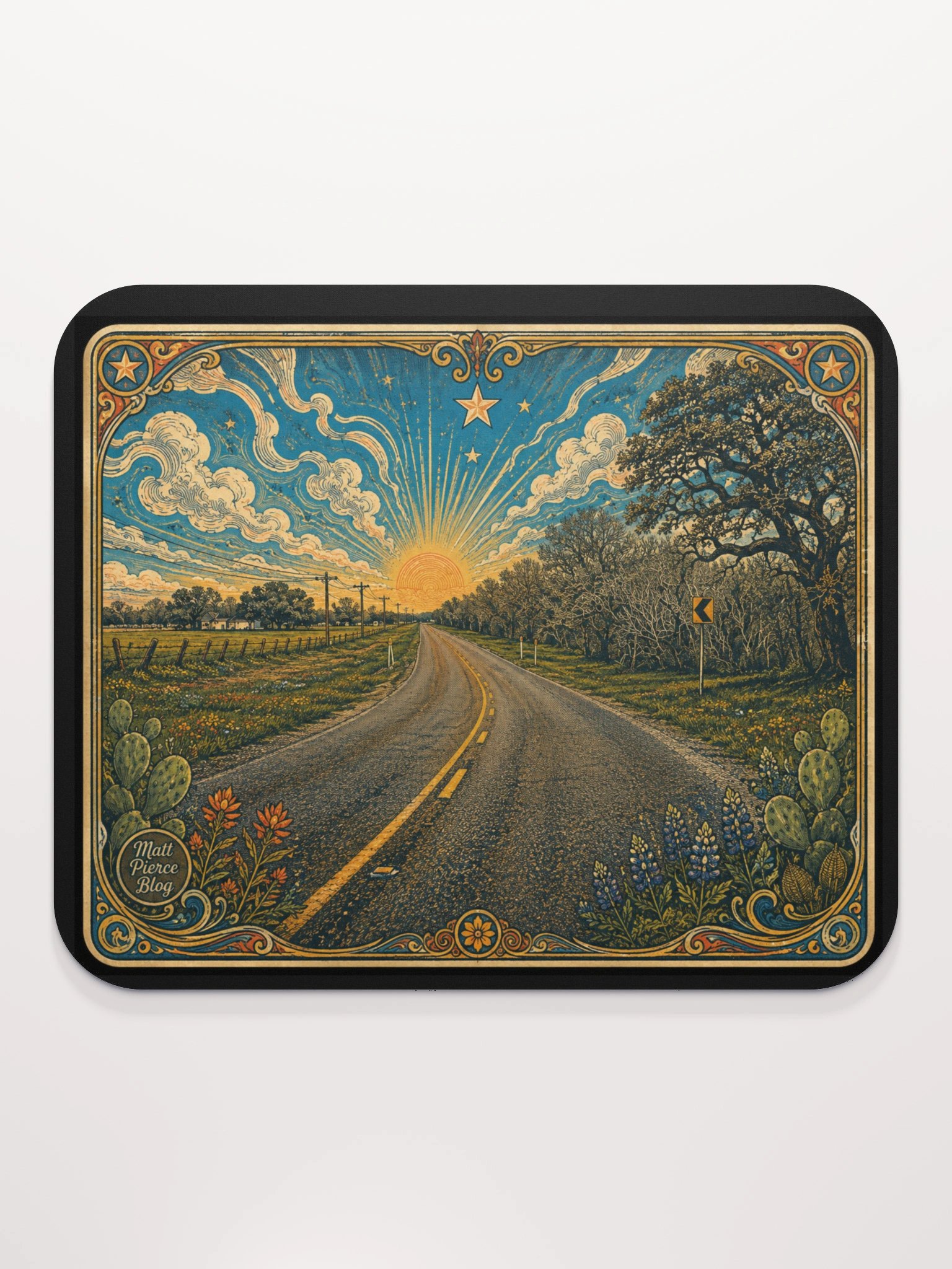 Wilson County Road Mouse Pad: Original photo and artwork by folk artist Matt Pierce product image (2)