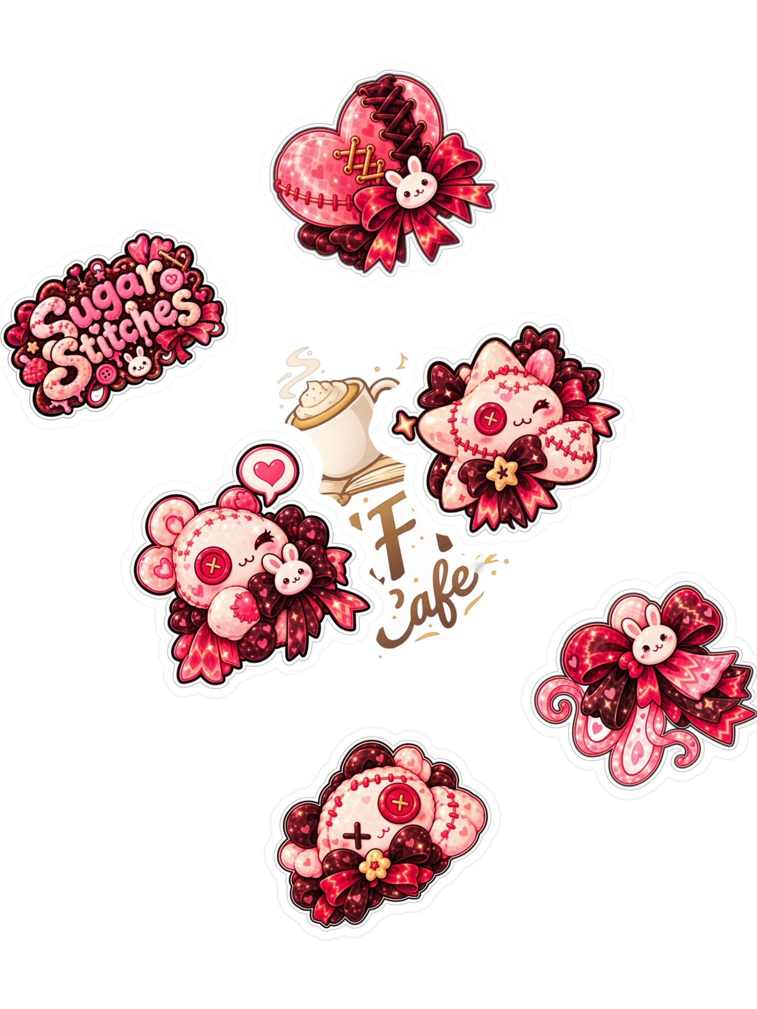 The AFK Cafe™ Sugar Stitches | 6-Piece Sticker Pack Vol. 3 product image (1)