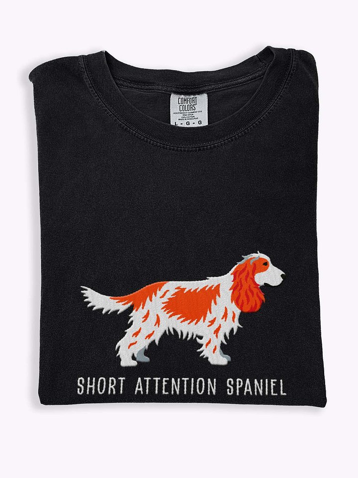 Short Attention Spaniel T-Shirt(Embroidered) of an English Cocker Spaniel(Red & White) product image (1)