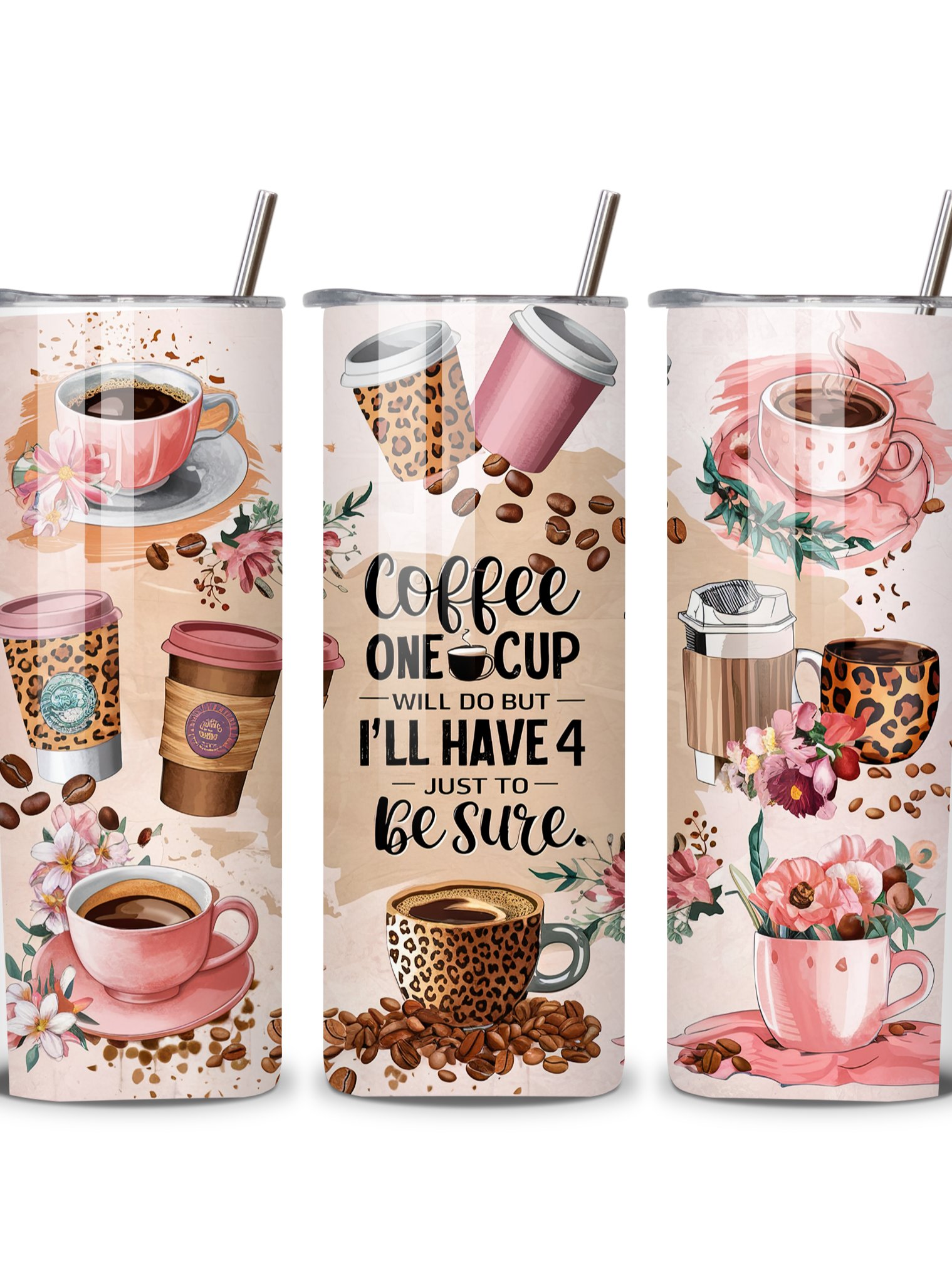Coffee Lover's 20oz Skinny Tumbler with Metal Straw – 'One Cup Will Do – Double-Walled Insulated Stainless Steel Tumbler for Hot & Cold Drinks, Fun Gift for Coffee Enthusiasts product image (4)