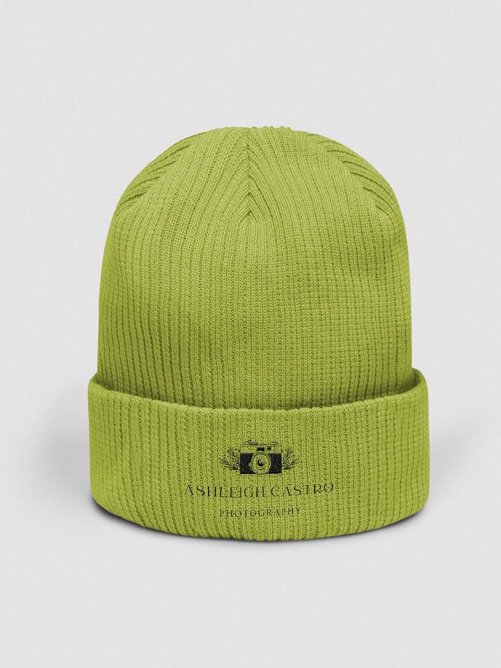 Botanical Camera Organic Ribbed Beanie (Black Embroidery) product image (3)