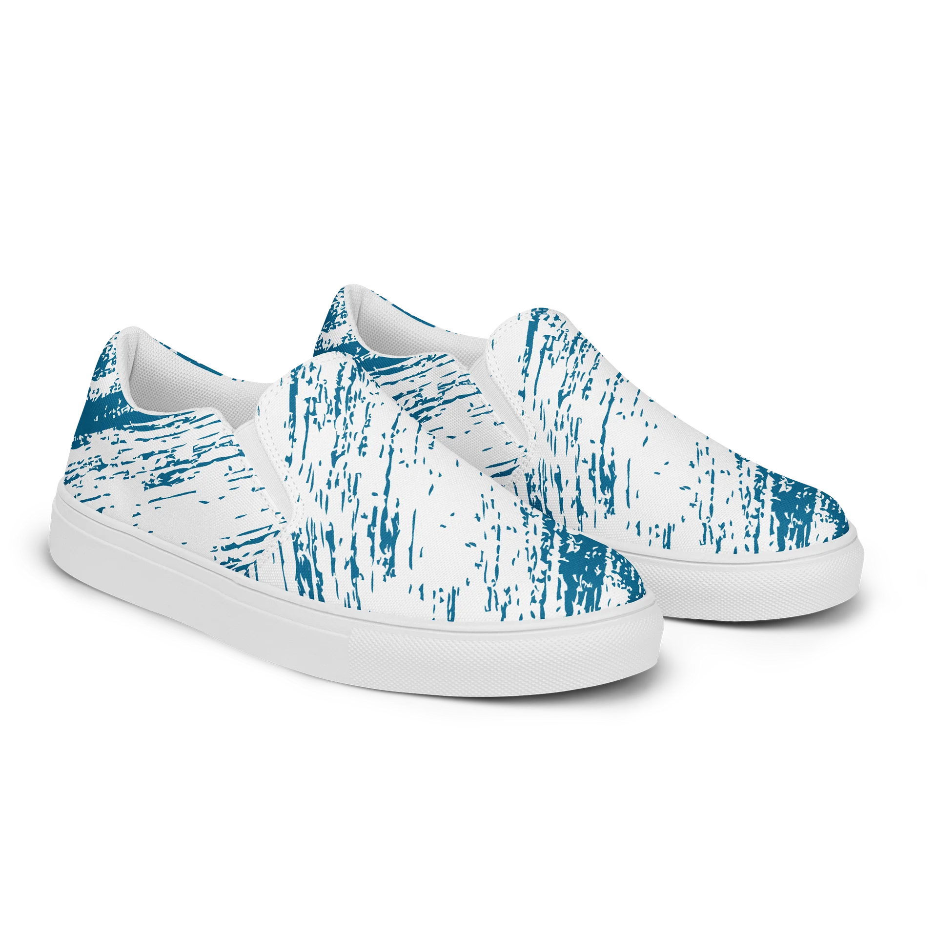 Distressed Teal Texture Slip-On Shoes product image (2)