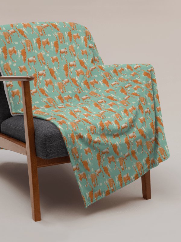 Bad Orange Tabby Cats Knocking Stuff Over Throw Blanket, Green product image (15)